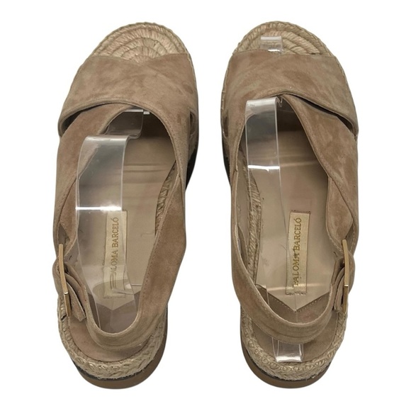Paloma Barcelo Lynde Tan Suede Jute Espadrille Two Tone Platform Sandal Women 38 - Picture 9 of 16